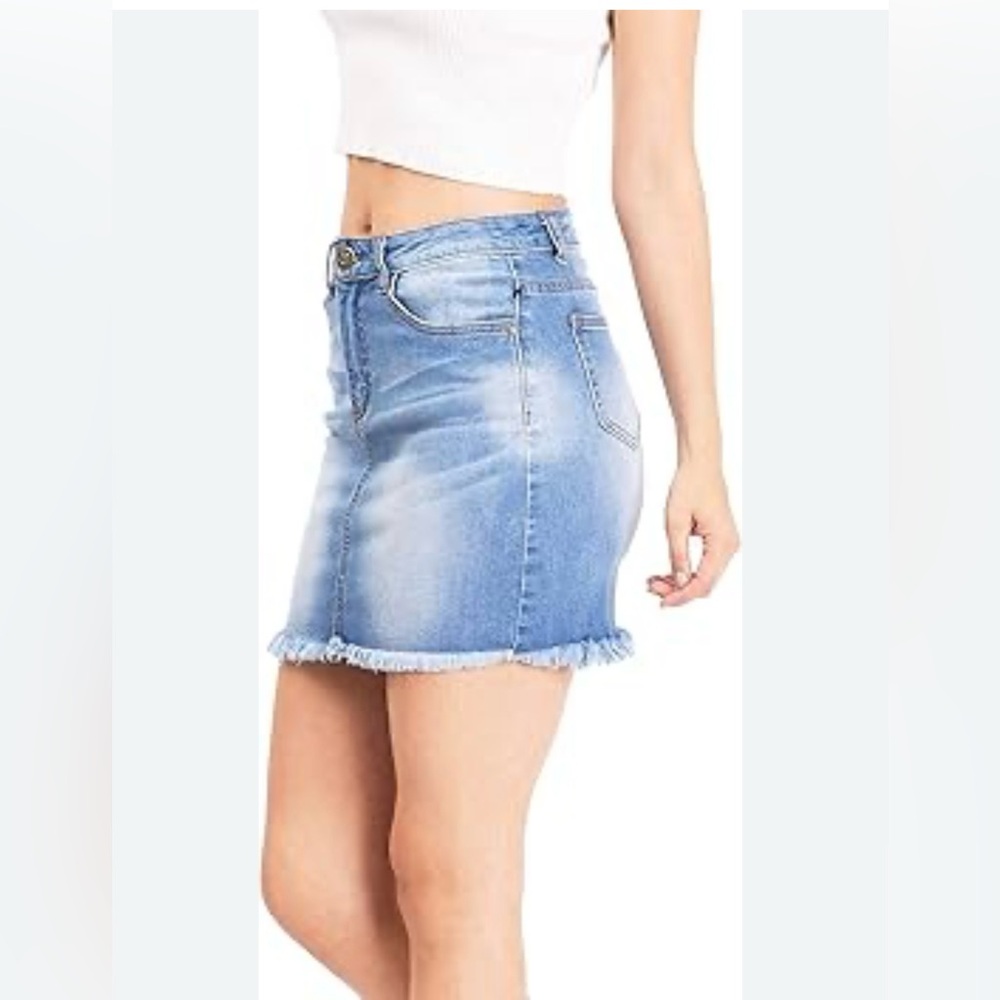 Hydraulic women’s size 14 BoHo stretch high-rise denim skirt with raw hem